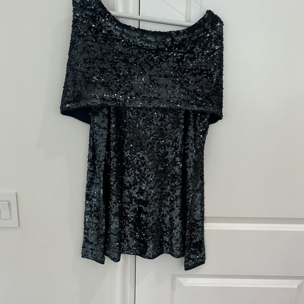 Donna Karan New York Dark Green Cashmere Sequin Dress Sweater Top - Picture 8 of 10